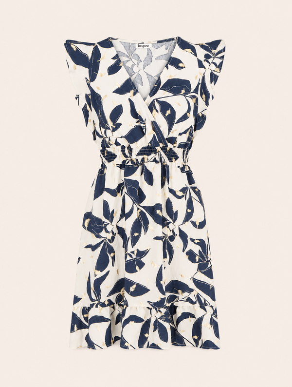 Vestido Estampado de Hojas con Cintura Elástica