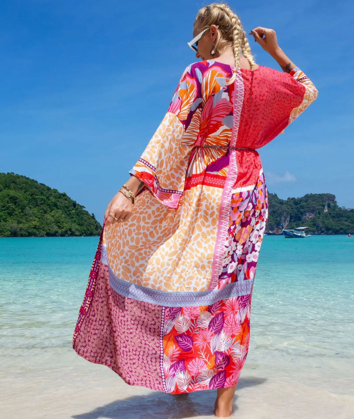 Denia | Kimono Versátil Tejido Japonés · Coral Vibrante