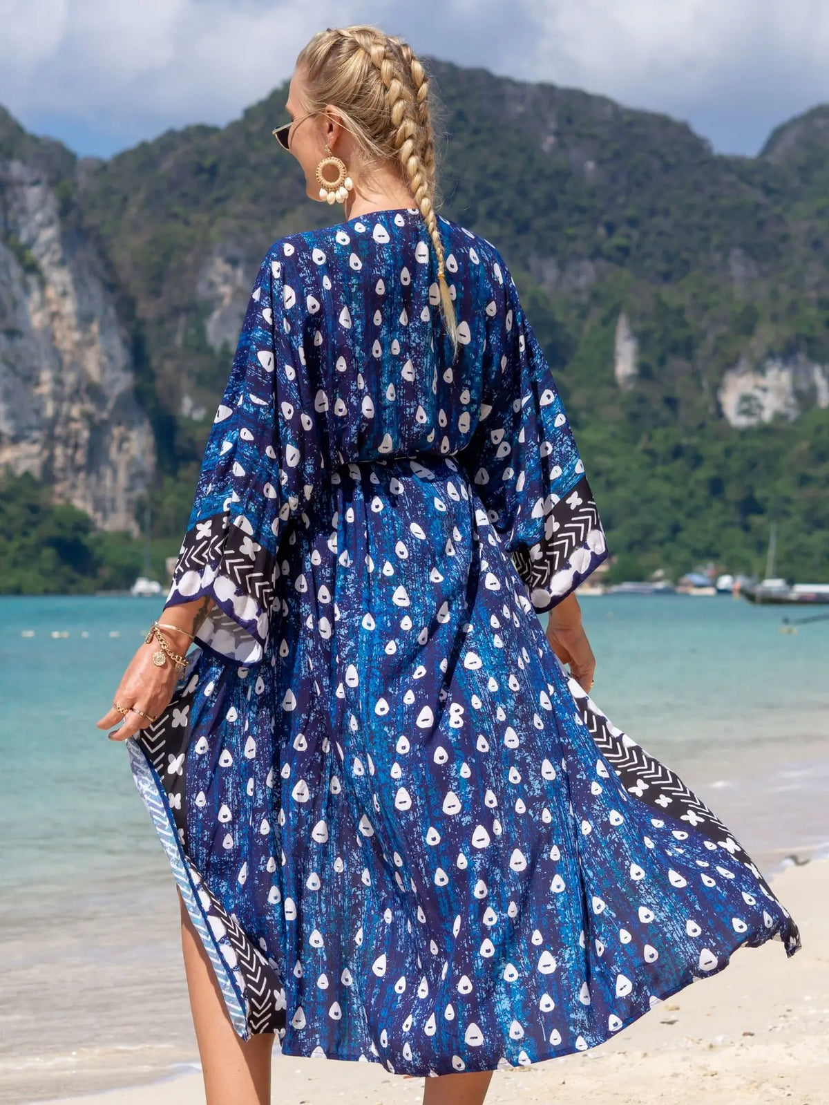 Formentera | Kimono Versátil Tejido Japonés · Azul Santorini