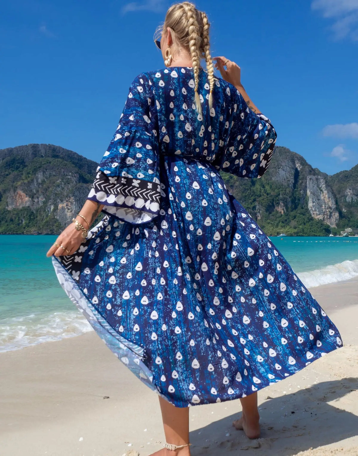 Formentera | Kimono Versátil Tejido Japonés · Azul Santorini
