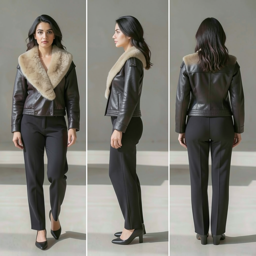 Chaqueta holgada de piel sintética para mujer
