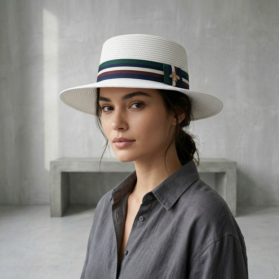 Sombrero de paja de ala ancha de verano para mujer