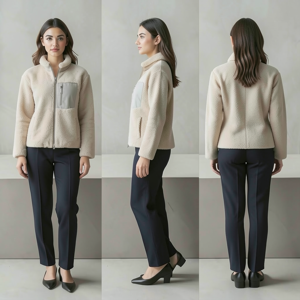 Chaqueta borreguito con cremallera y cuello alto