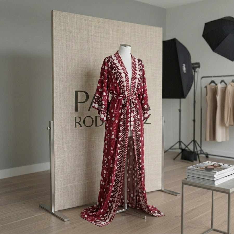 Menorca | Kimono Versátil Tejido Japonés · Granate Imperial