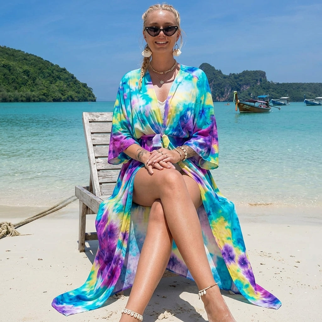 Nerja | Kimono Versátil Tejido Japonés · Acuarela Tropical