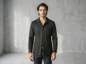 Chaqueta corta cepillada de poliéster para hombre