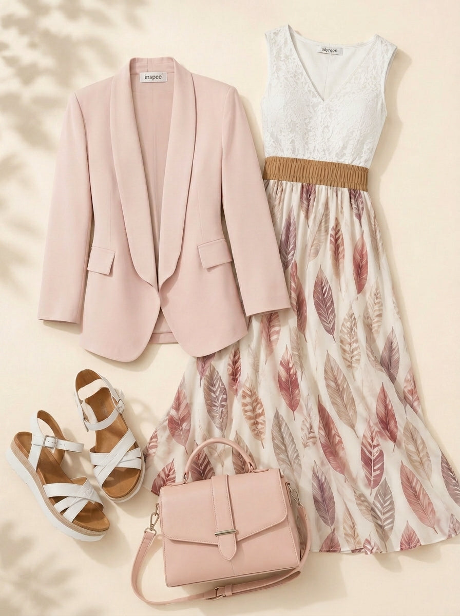 Conjunto Armide | Vestido estampado en tonos rosados