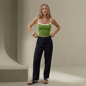 Tops cortos de punto sin mangas para mujer