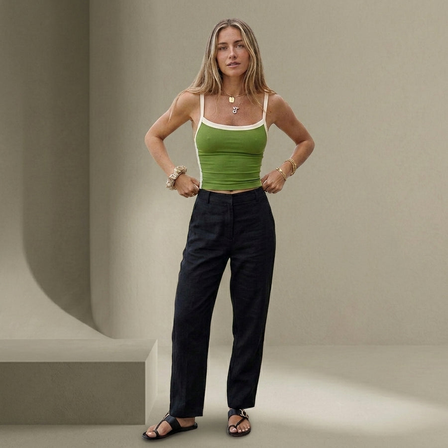 Tops cortos de punto sin mangas para mujer