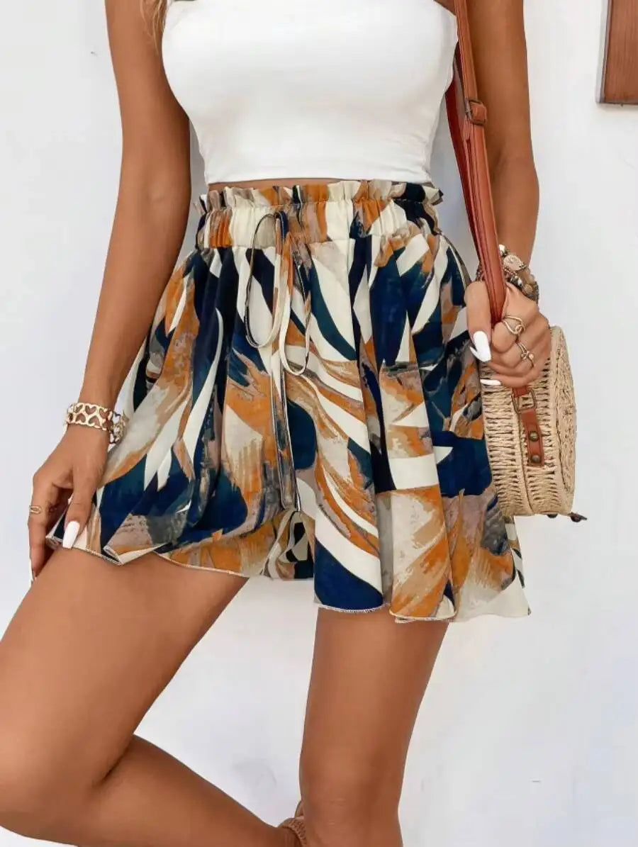 Shorts de Mujer para Primavera/Verano, Estampado Floral, Cintura Alta