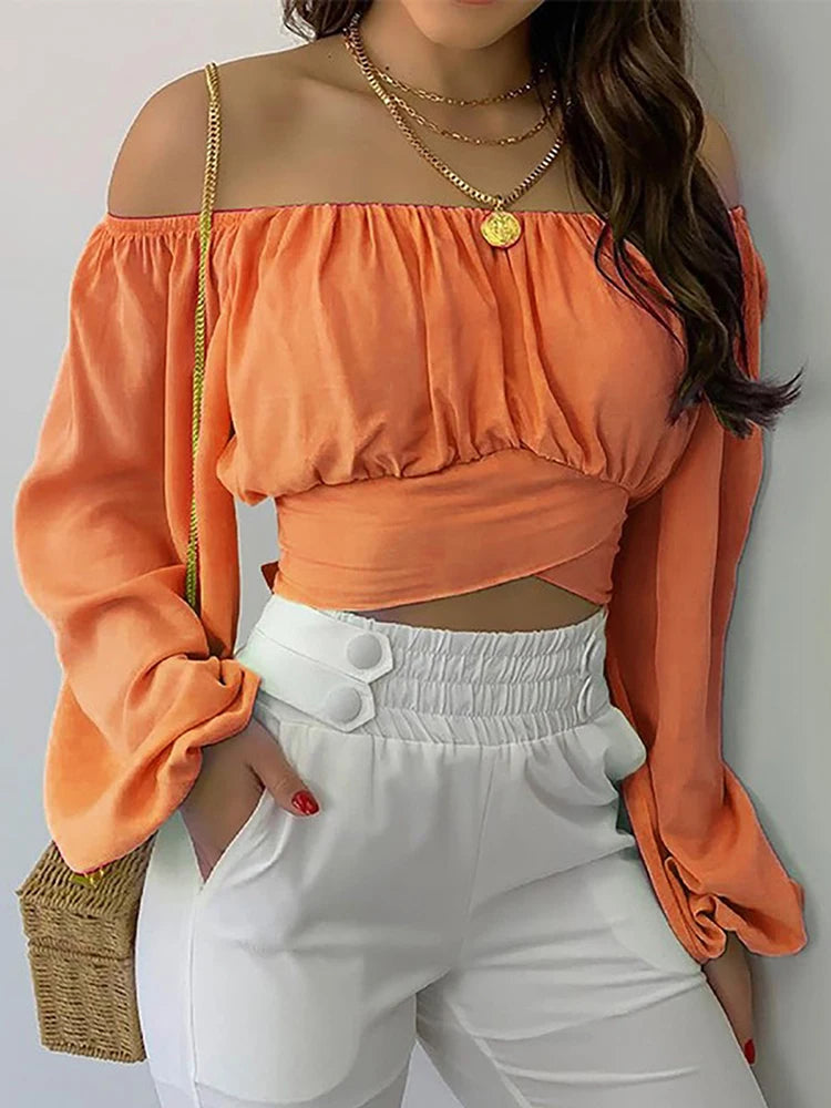 Blusa Sexy con hombros descubiertos para mujer