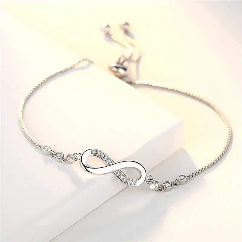Pulseras finas de cristal de Plata