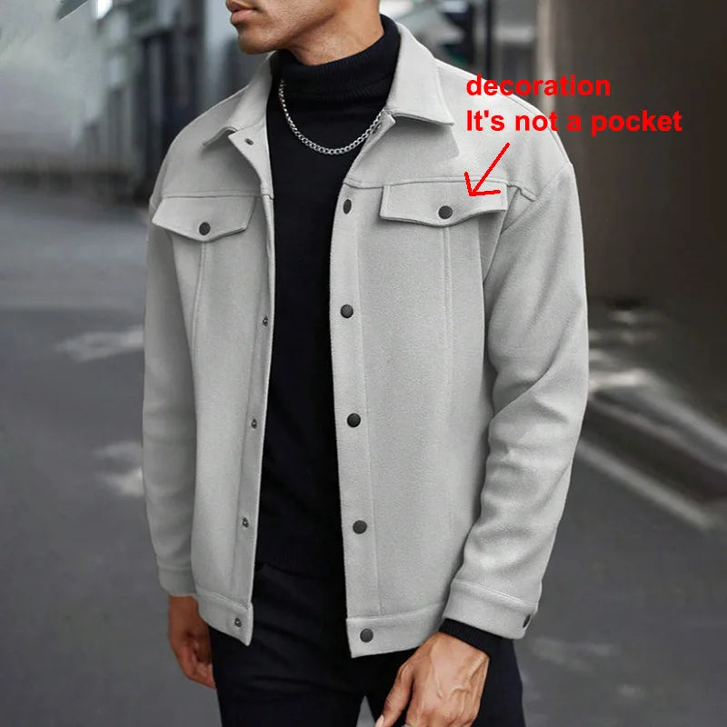 Chaqueta corta cepillada de poliéster para hombre