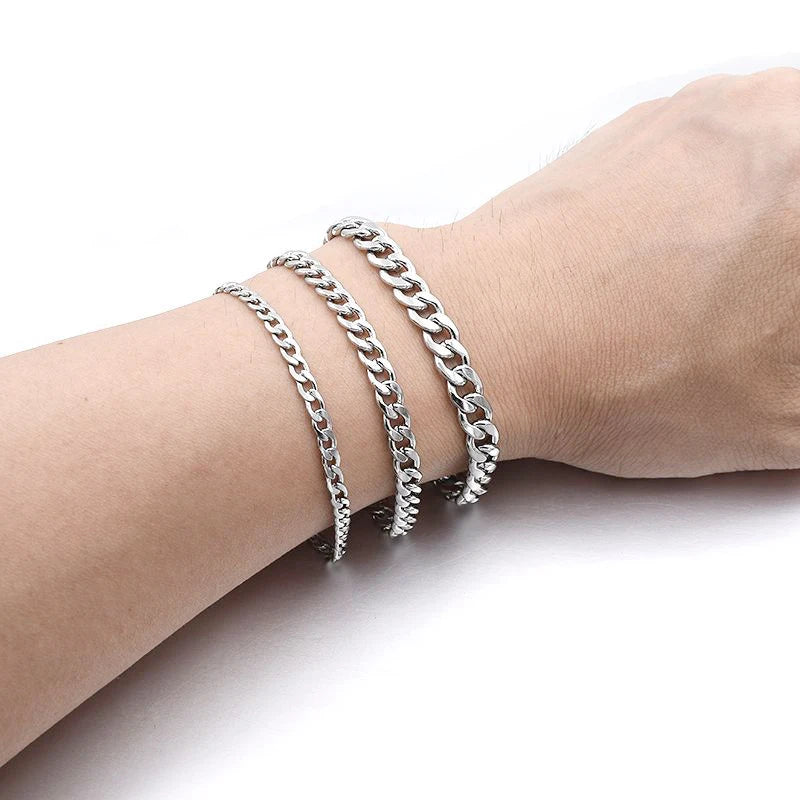 Pulsera de cadena cubana de acero inoxidable para hombre y mujer