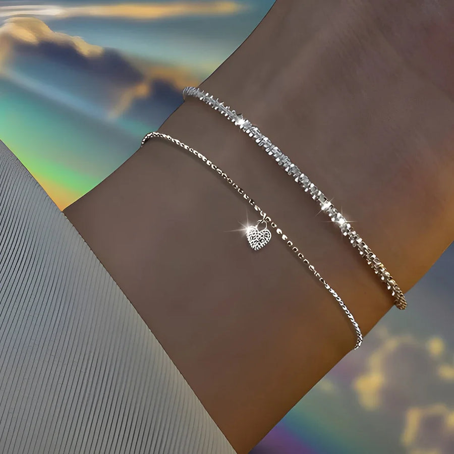 6 uds Pulseras de diamantes de imitación de Plata