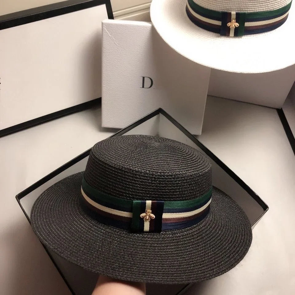 Sombrero de paja de ala ancha de verano para mujer