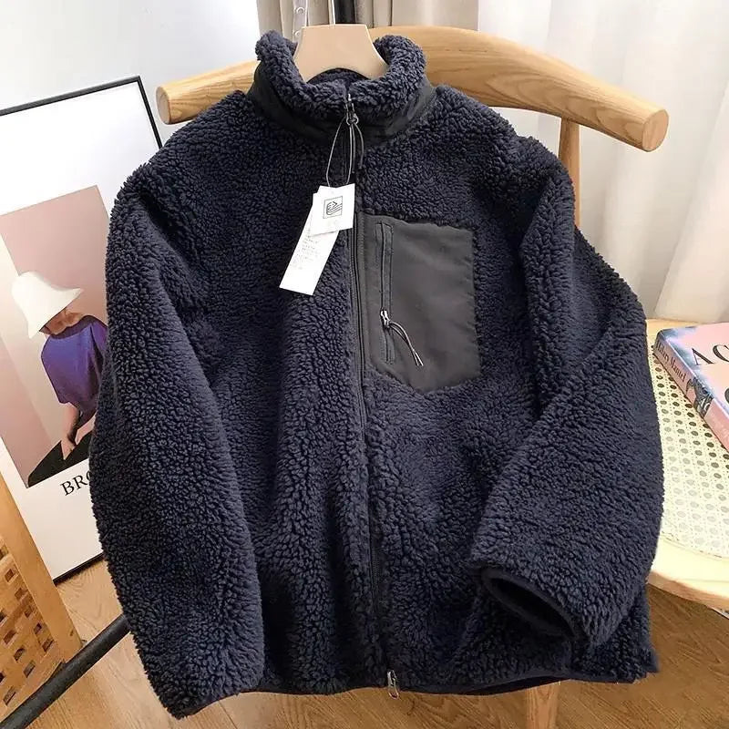 Chaqueta borreguito con cremallera y cuello alto