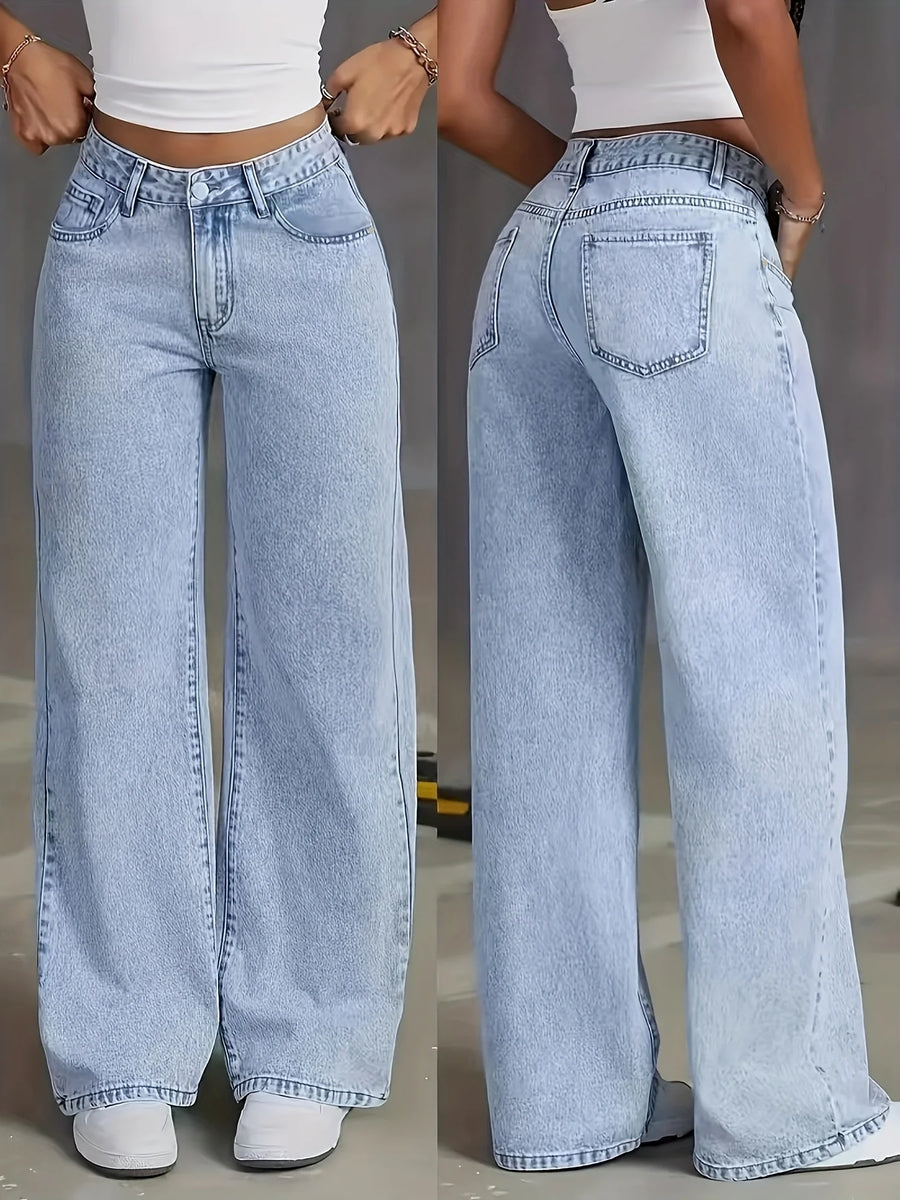Pantalones vaqueros para mujer, ropa azul claro