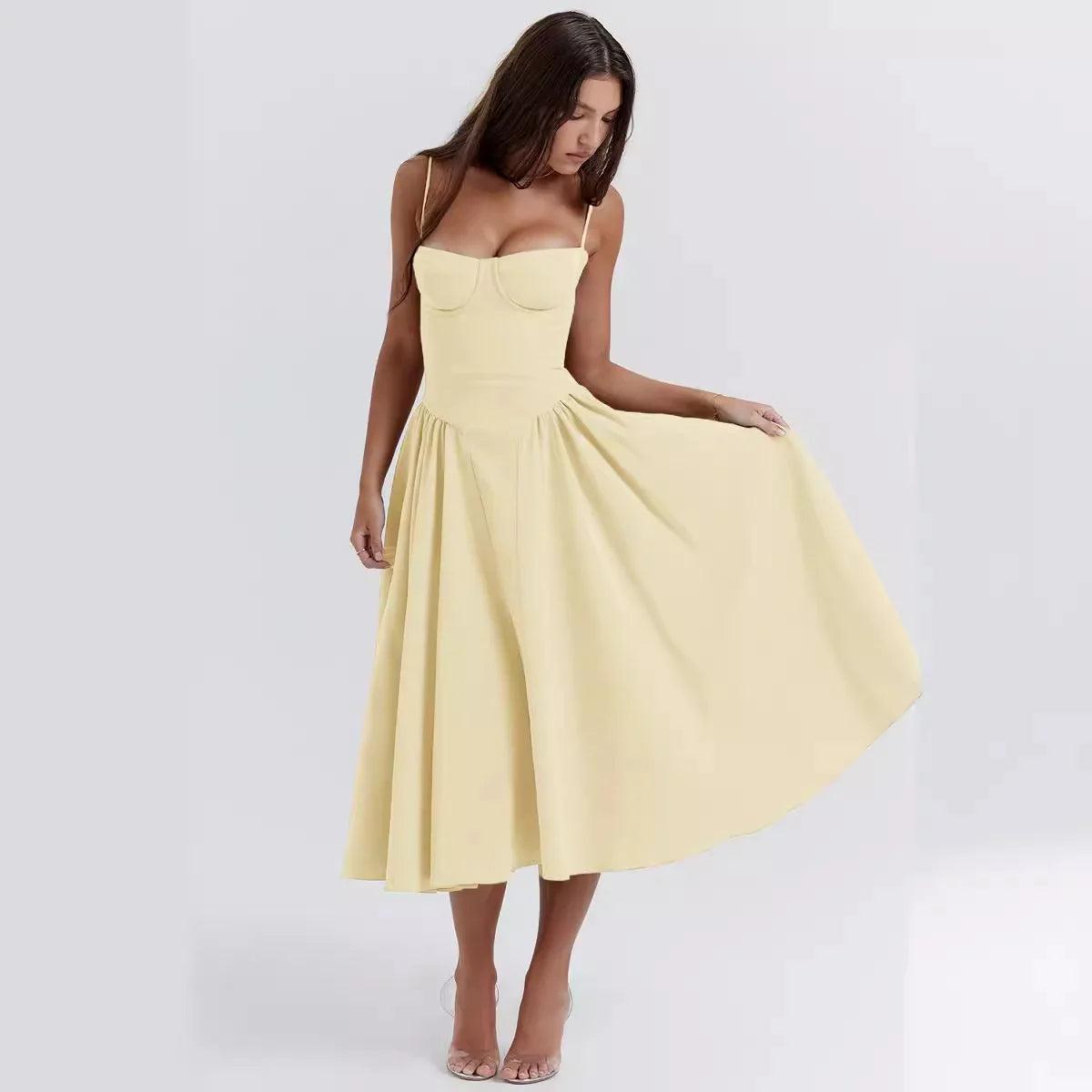 Vestido plisado sin mangas para mujer
