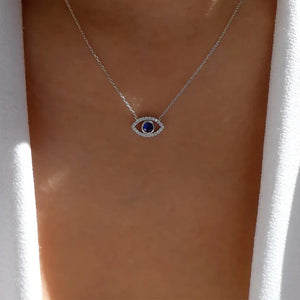Exquisito collar de mal de ojo con diamantes de imitación