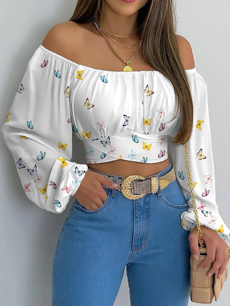 Blusa Sexy con hombros descubiertos para mujer