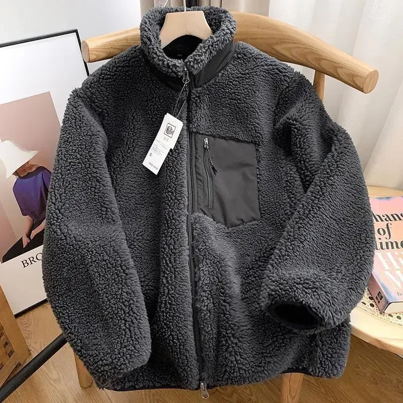 Chaqueta borreguito con cremallera y cuello alto
