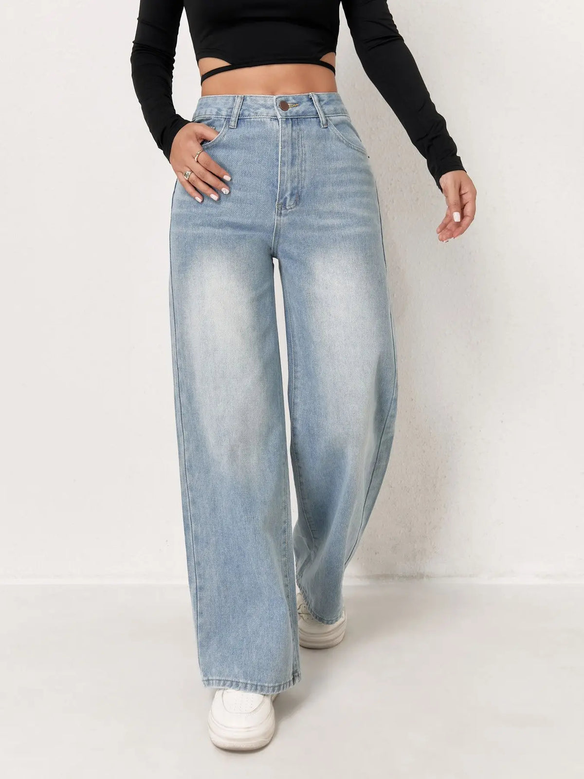 Pantalones vaqueros para mujer, ropa azul claro
