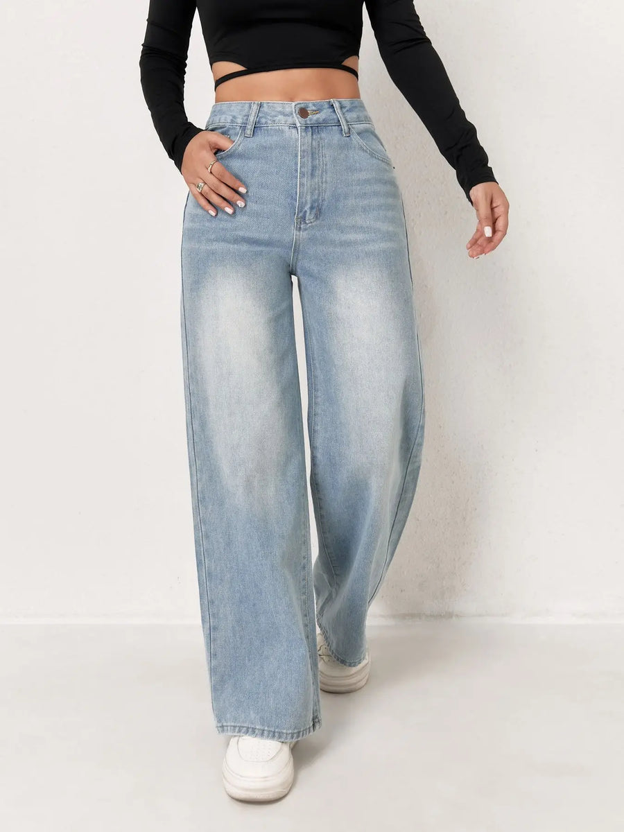 Pantalones vaqueros para mujer, ropa azul claro