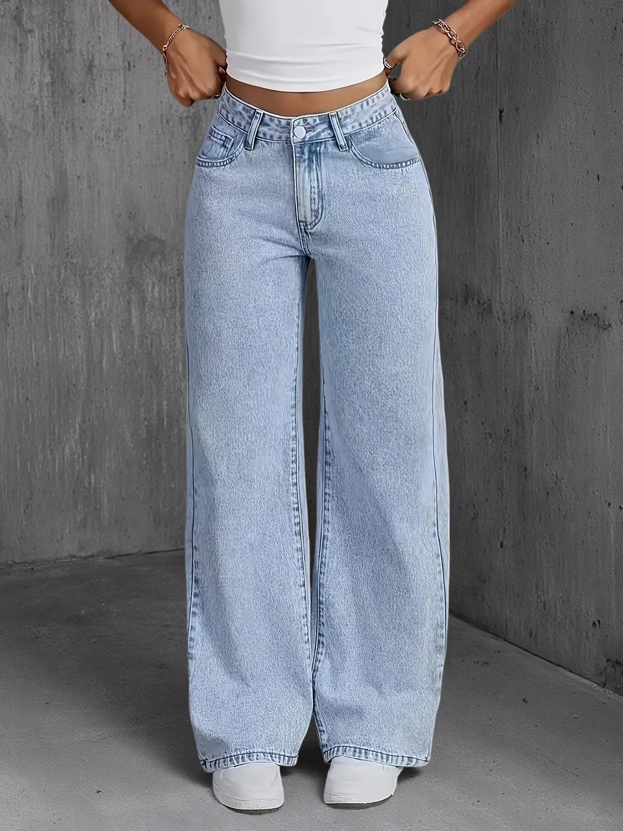 Pantalones vaqueros para mujer, ropa azul claro