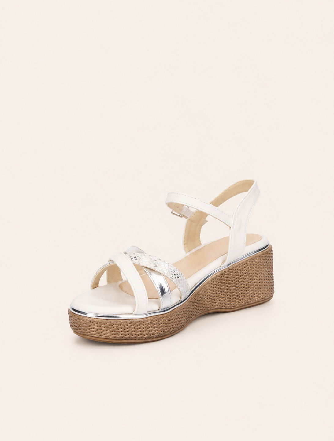 Sandalias de Cuña con Tiras Cruzadas Decorativas
