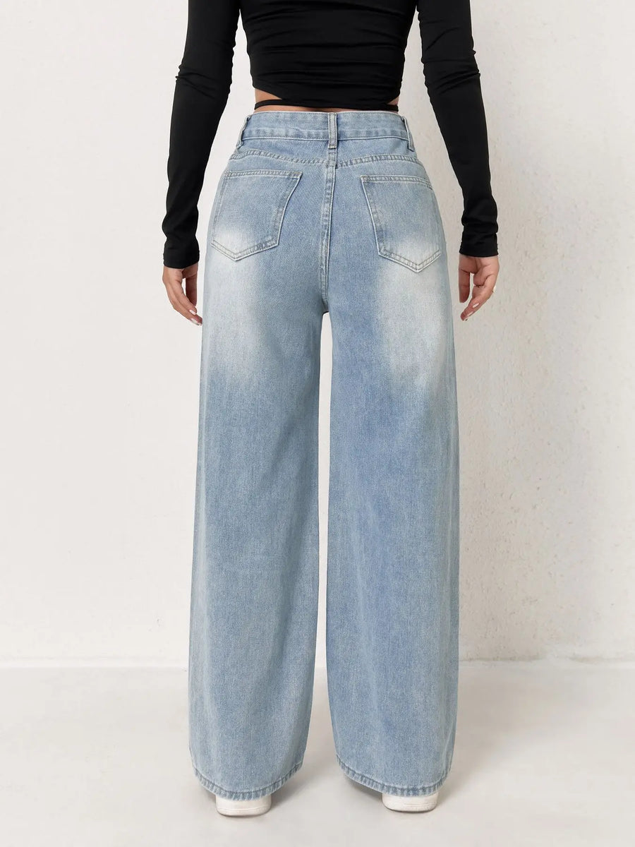 Pantalones vaqueros para mujer, ropa azul claro