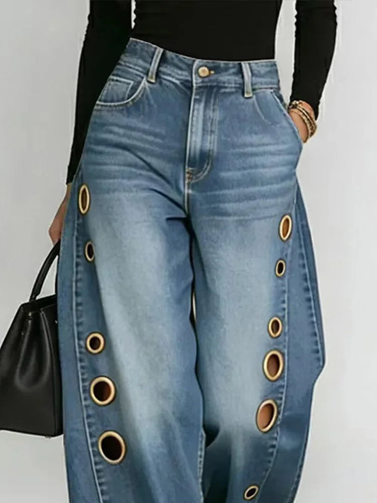 Jeans Vintage DFCF para Mujer, Moda Casual, Estilo Urbano
