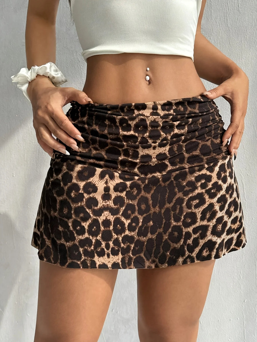 Falda casual con estampado de leopardo