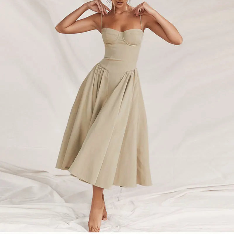 Vestido plisado sin mangas para mujer