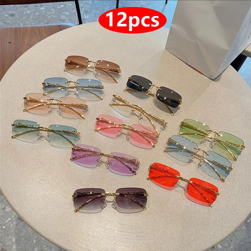 12 Uds nuevas gafas de sol rectangulares