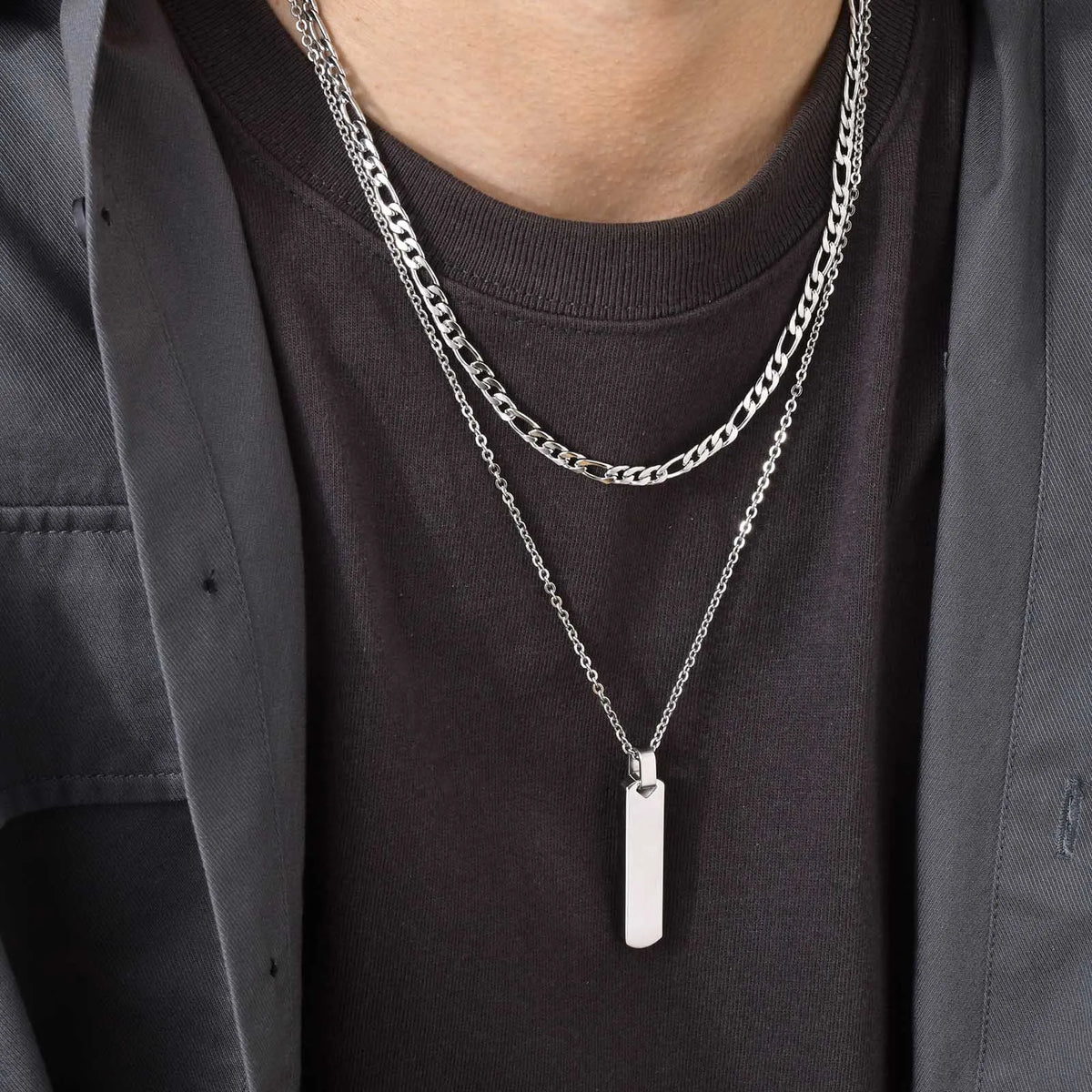Collar de cadena de cuerda trenzada de acero inoxidable
