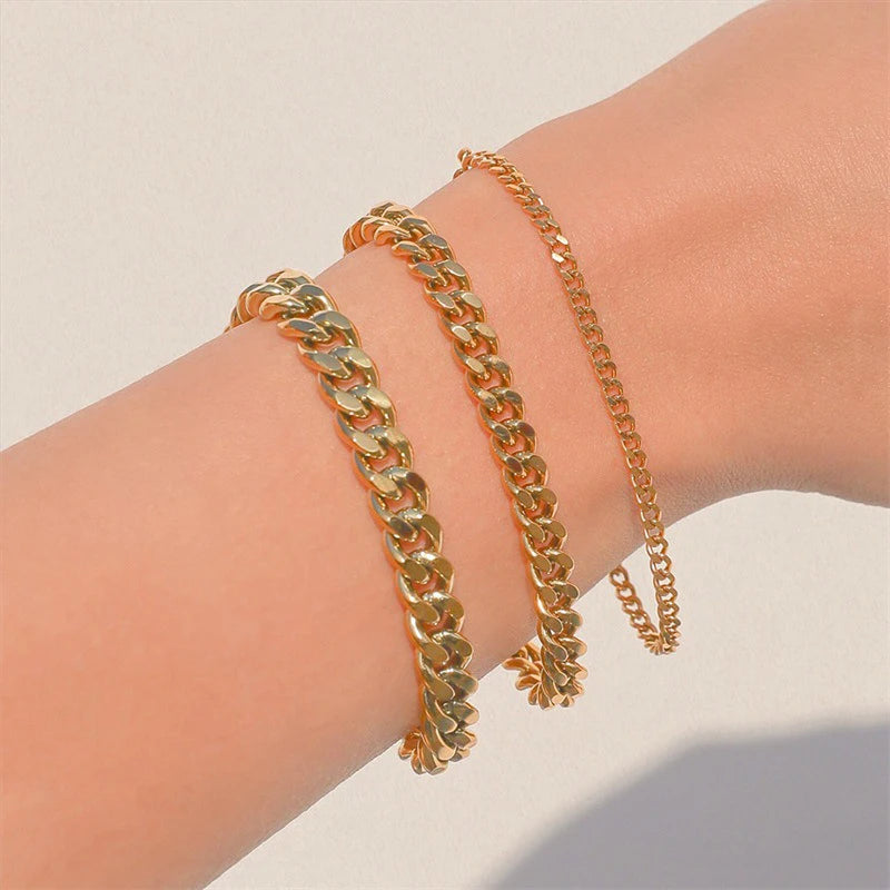 Pulsera de cadena cubana de acero inoxidable para hombre y mujer