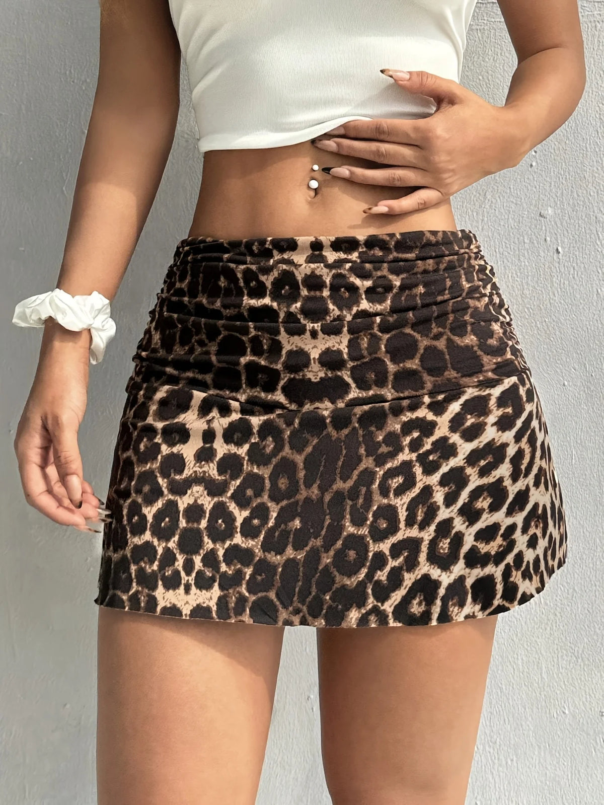 Falda casual con estampado de leopardo
