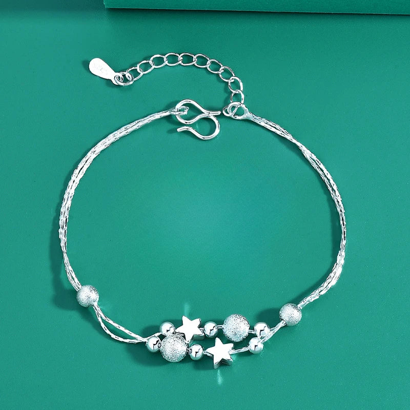 Pulseras finas de cristal de Plata