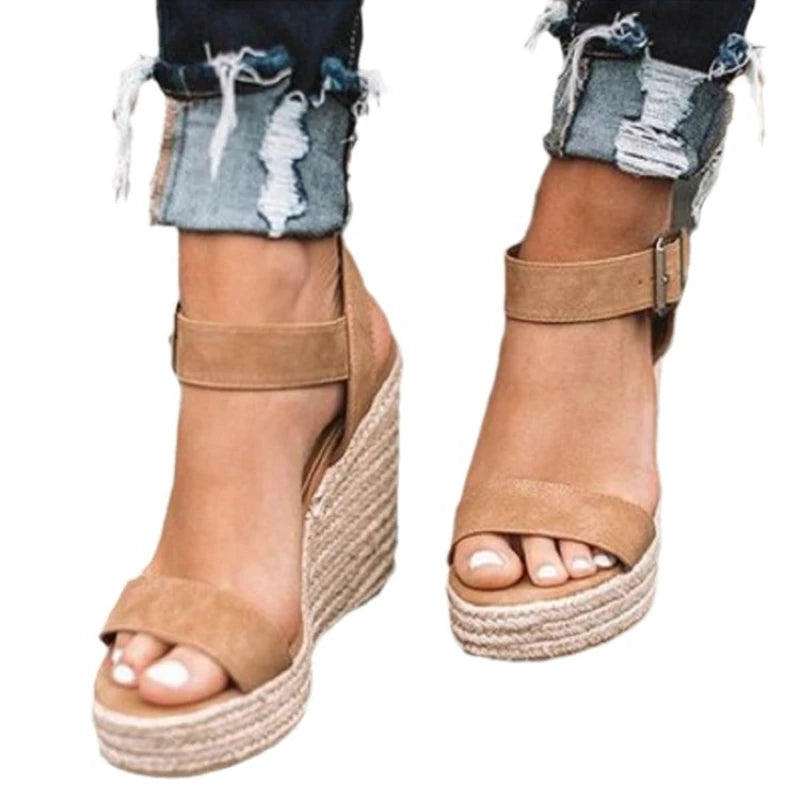 Sandalias de tacón alto con cuña para mujer