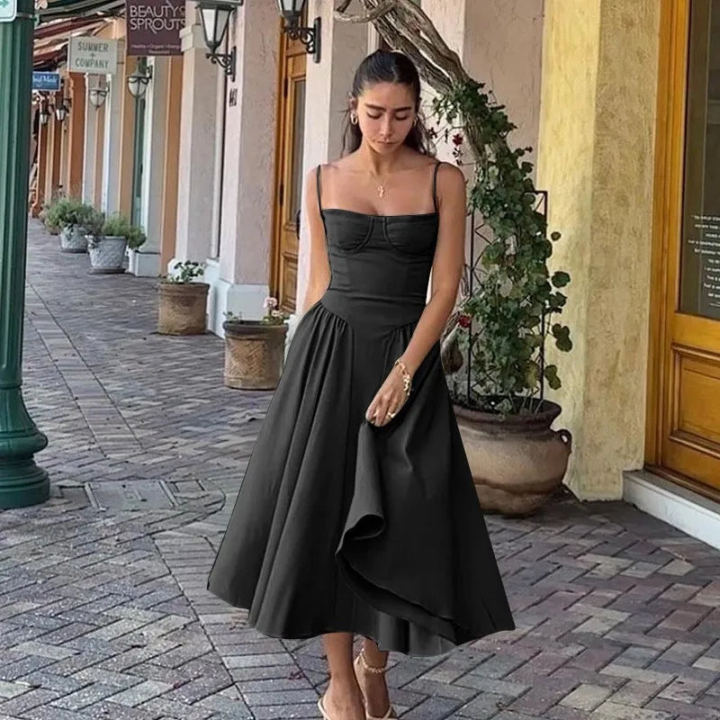 Vestido plisado sin mangas para mujer