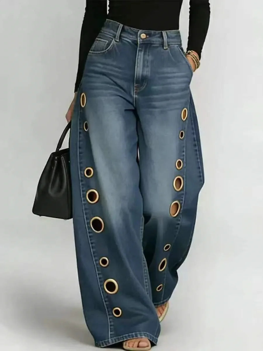 Jeans Vintage DFCF para Mujer, Moda Casual, Estilo Urbano