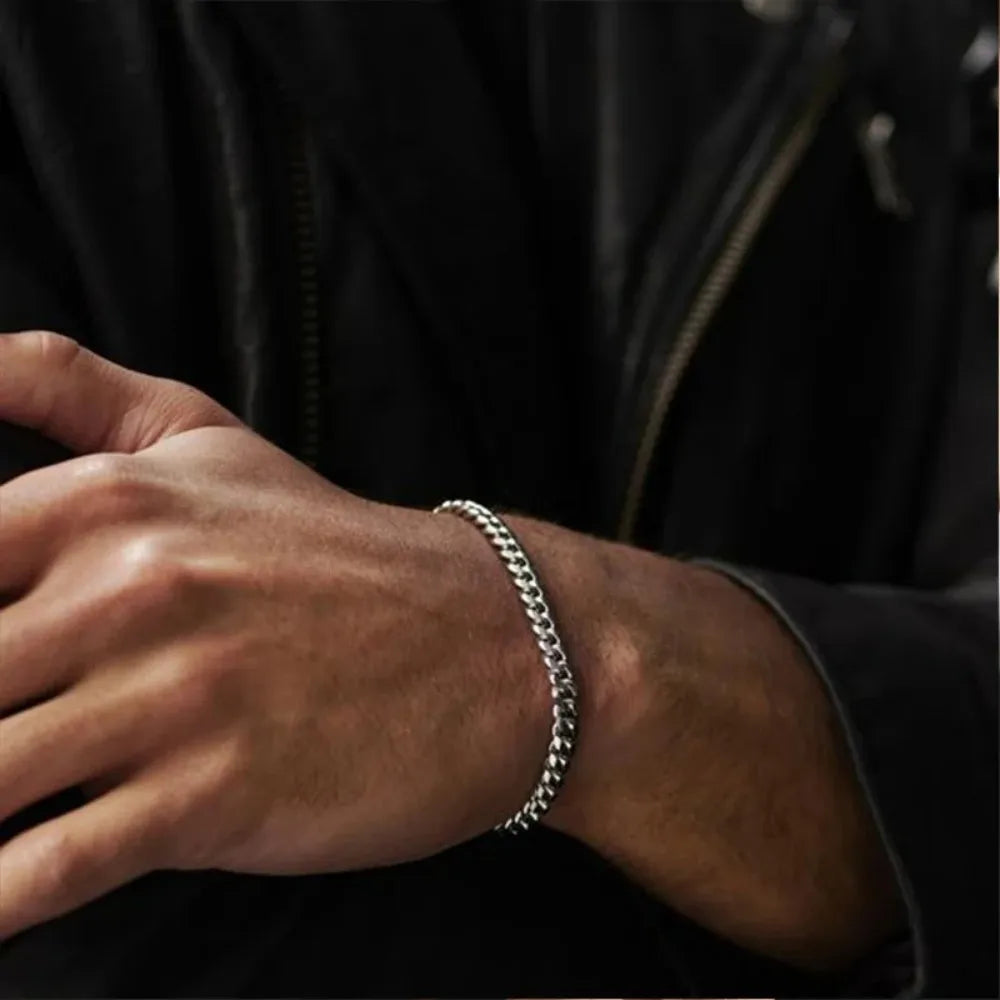Nueva Cadena Cubana Moderna para Hombre Acero Inoxidable