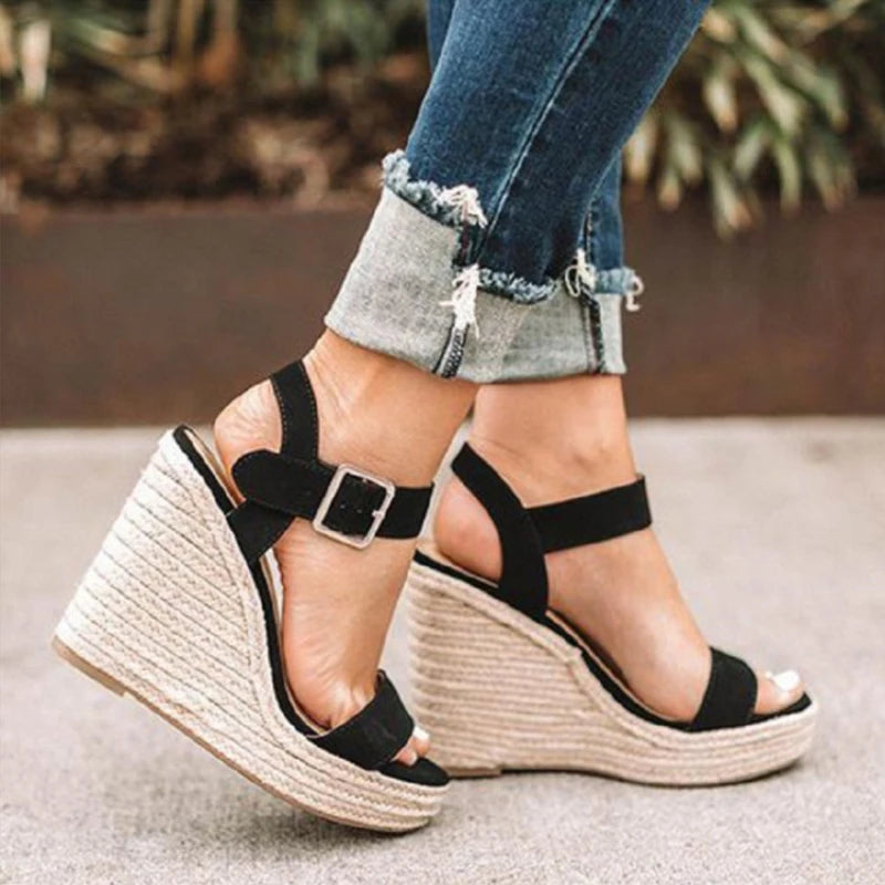 Sandalias de tacón alto con cuña para mujer