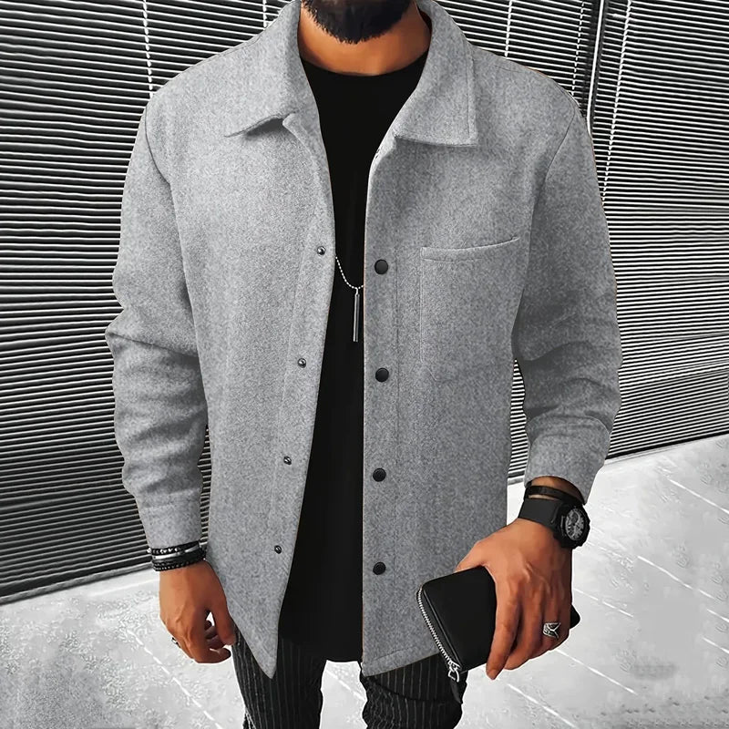 Chaqueta corta cepillada de poliéster para hombre