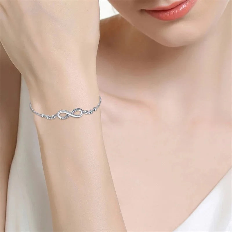 Pulseras finas de cristal de Plata