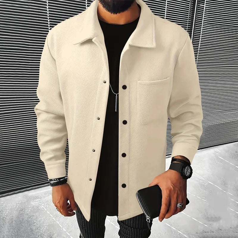 Chaqueta corta cepillada de poliéster para hombre