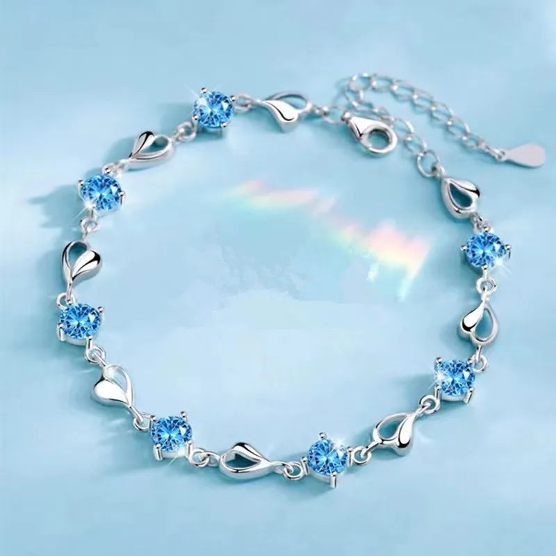 Pulseras finas de cristal de Plata