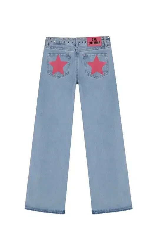 Jeans con Estampado de Estrellas