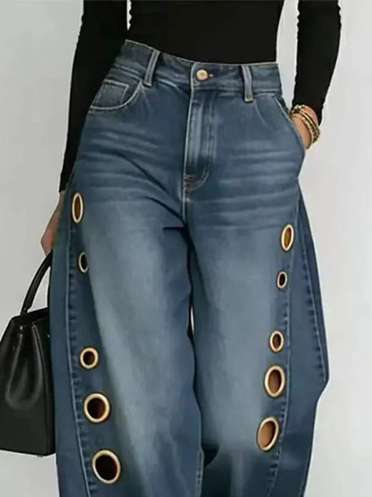 Jeans Vintage DFCF para Mujer, Moda Casual, Estilo Urbano